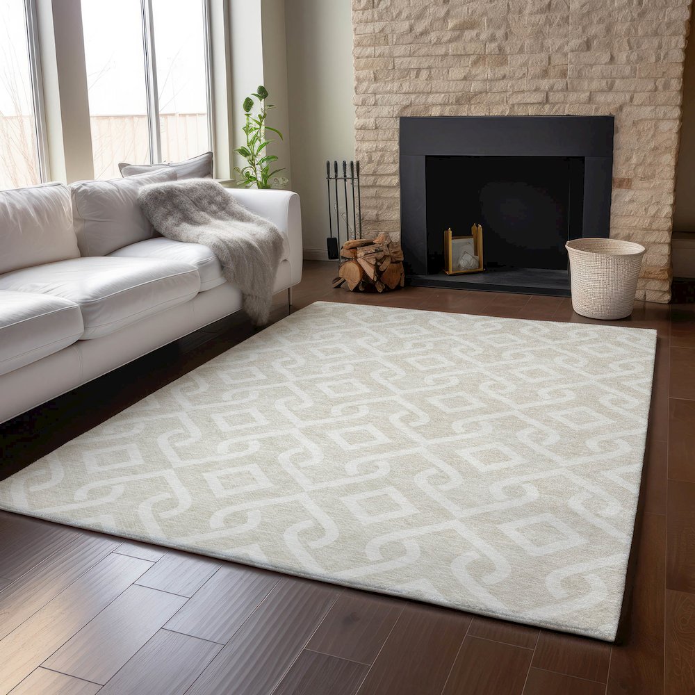 Premium Machine Washable Mayfield  Beige 9' x 12' Rug. Picture 6