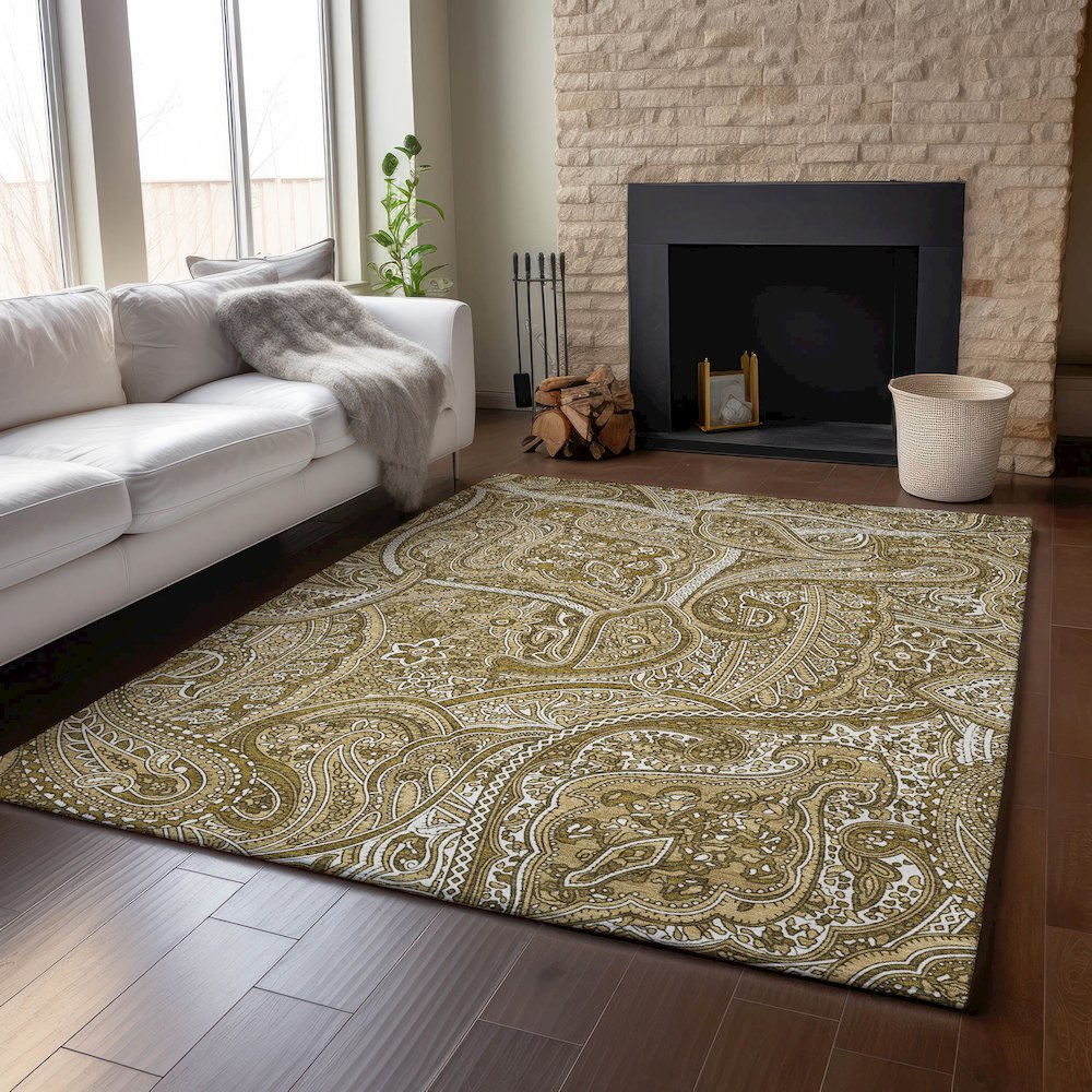 Premium Machine Washable Mayfield  Brown 9' x 12' Rug. Picture 6