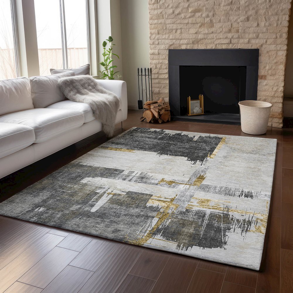 Premium Machine Washable Mayfield  Gray 9' x 12' Rug. Picture 6