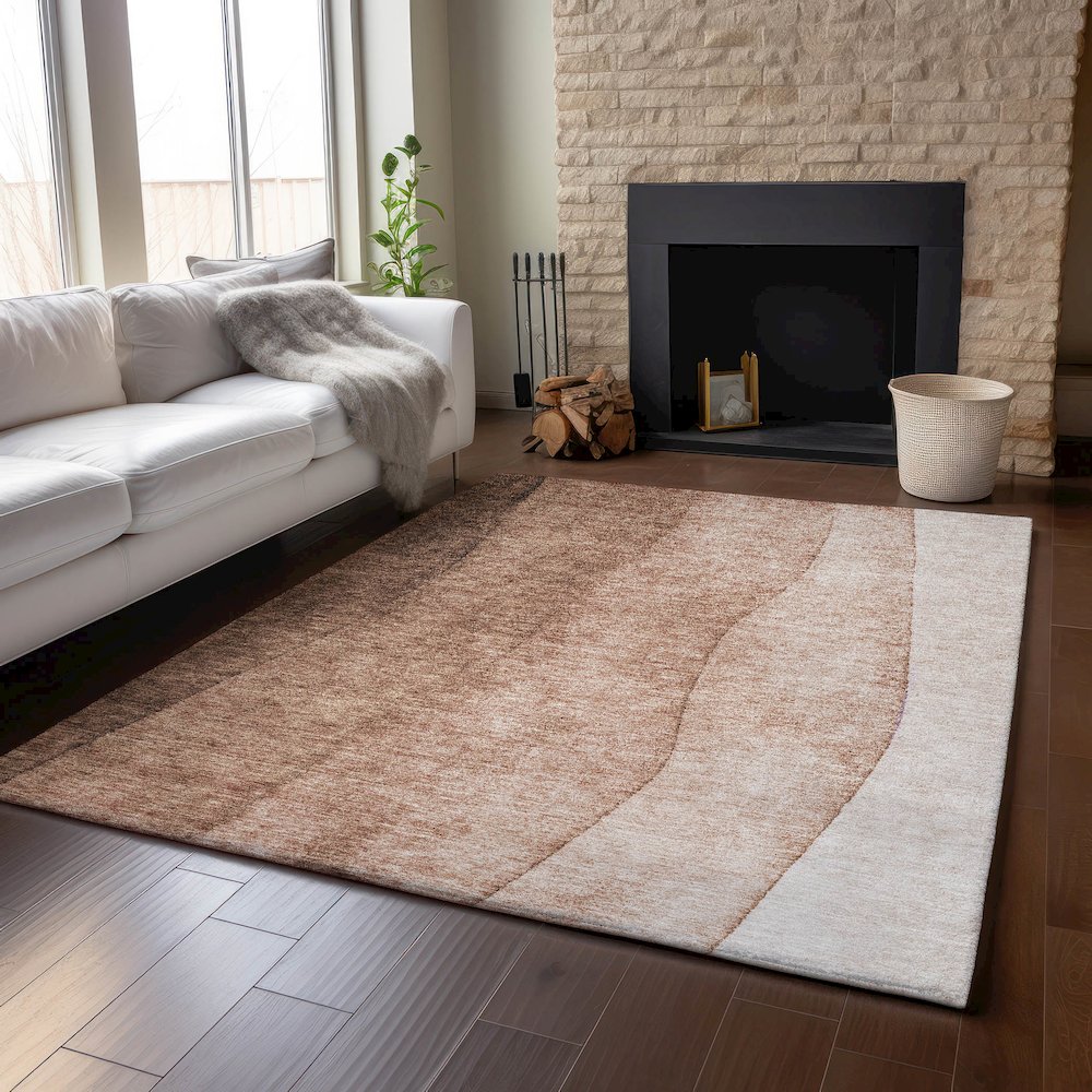 Premium Machine Washable Mayfield  Brown 9' x 12' Rug. Picture 6