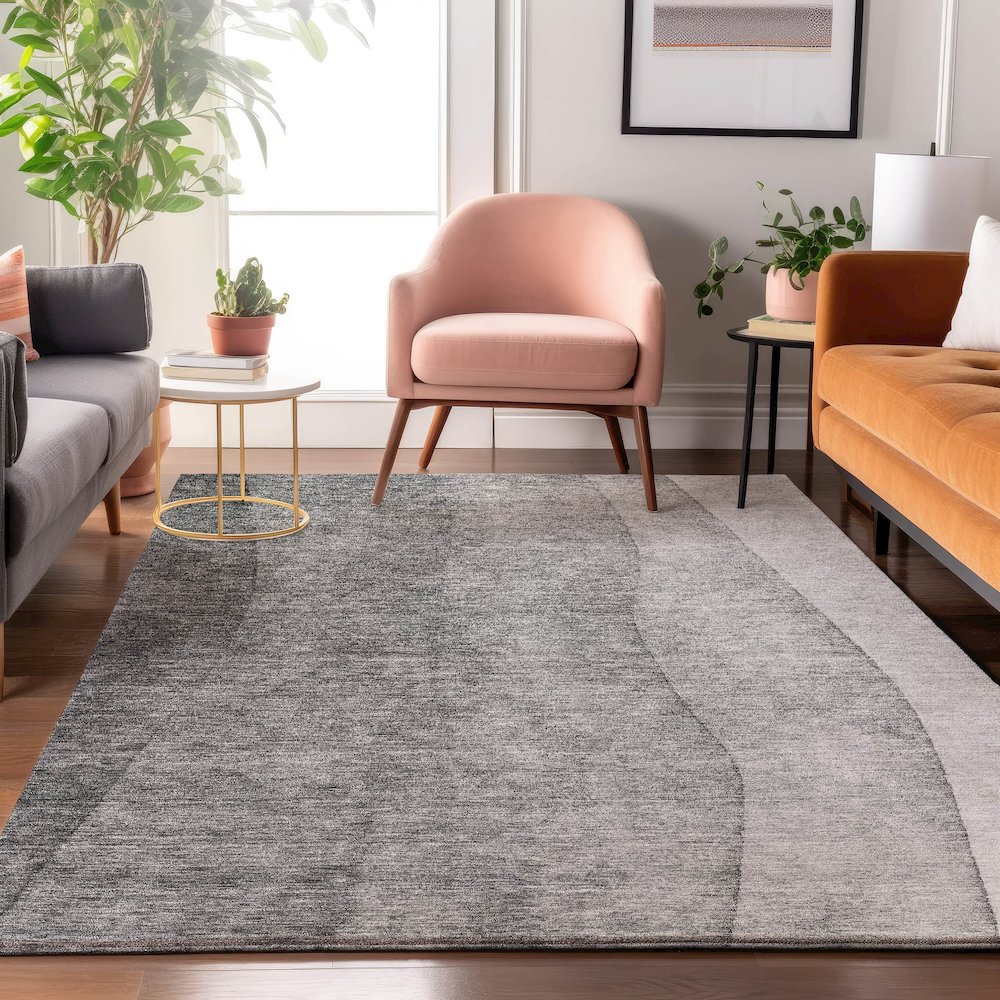 Premium Machine Washable Mayfield  Gray 9' x 12' Rug. Picture 5