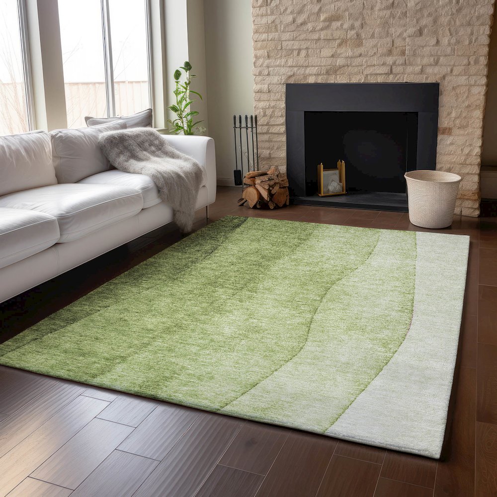Premium Machine Washable Mayfield  Olive 9' x 12' Rug. Picture 6