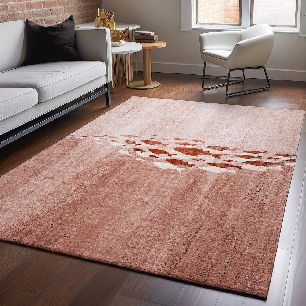 Premium Machine Washable Mayfield  Terracotta 9' x 12' Rug. Picture 5