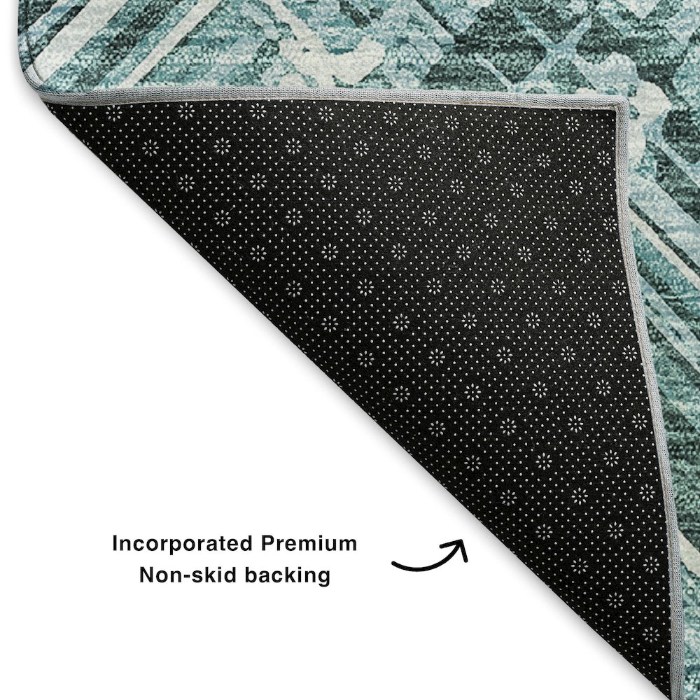 Premium Machine Washable Mayfield  Teal 5' x 7'6" Rug. Picture 2