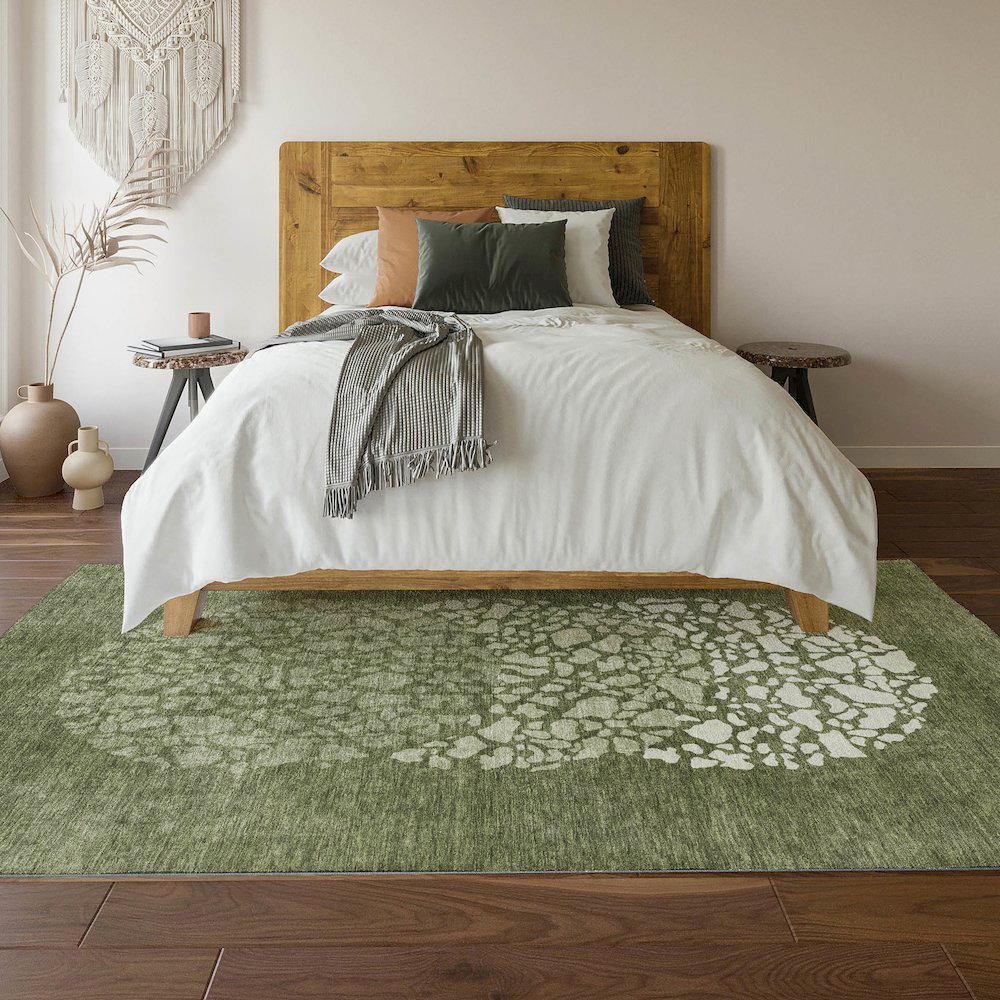 Premium Machine Washable Mayfield  Olive 9' x 12' Rug. Picture 6