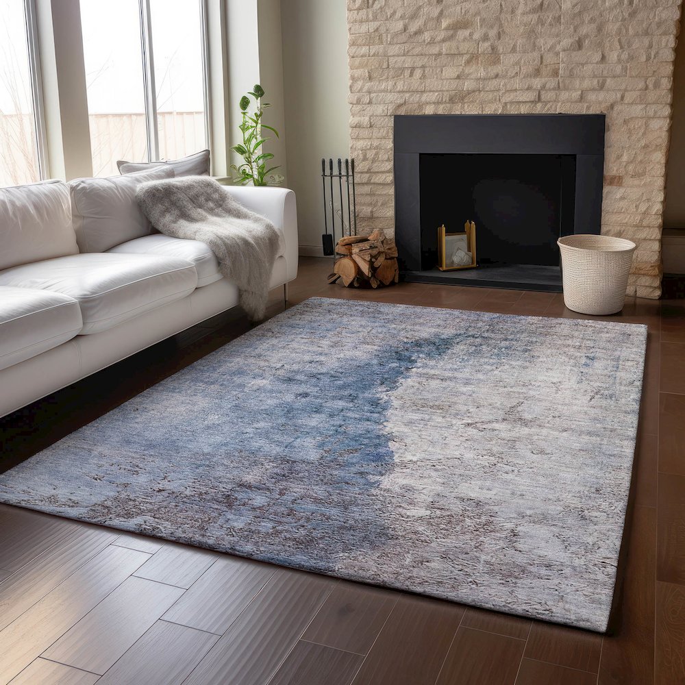 Premium Machine Washable Mayfield  Blue 9' x 12' Rug. Picture 6