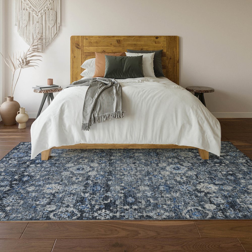 Premium Machine Washable Mayfield  Blue 9' x 12' Rug. Picture 6