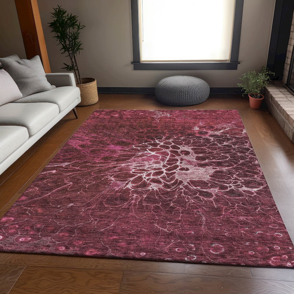 Premium Machine Washable Mayfield AMF652 Merlot 9' x 12' Rug. Picture 5