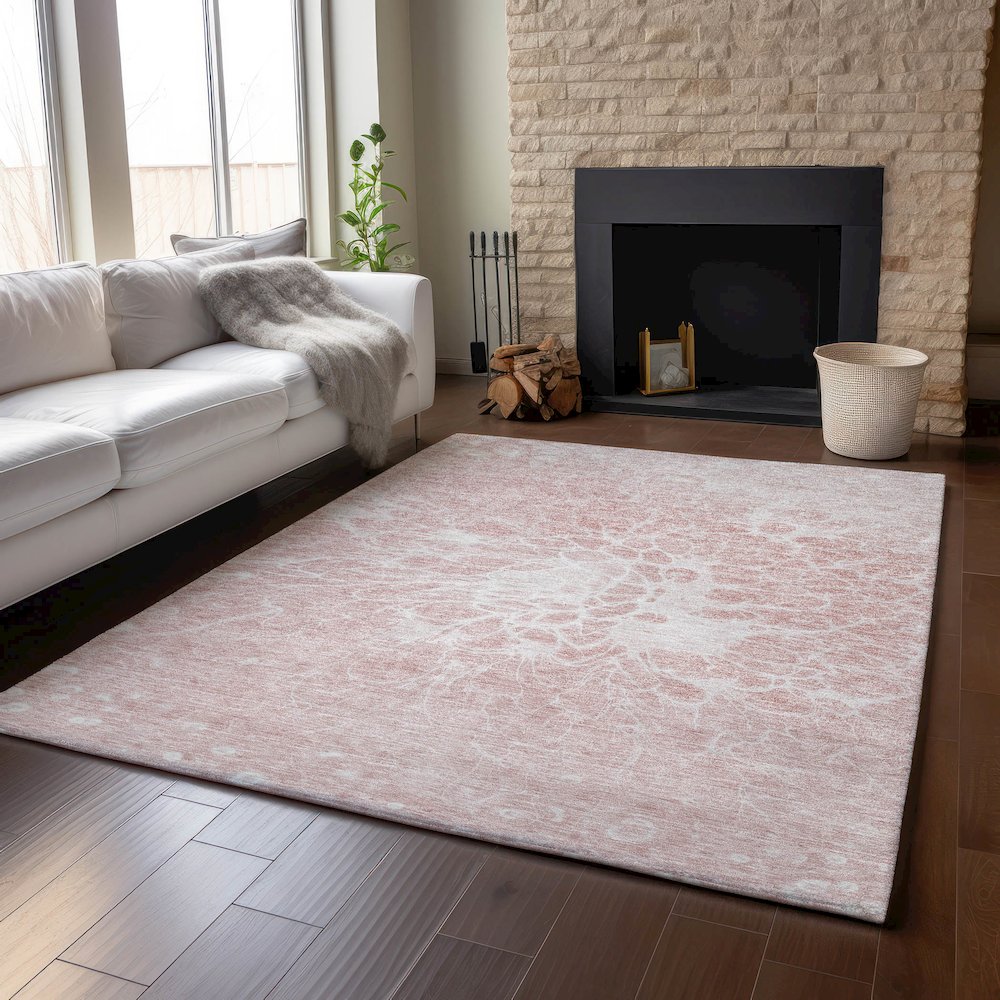 Premium Machine Washable Mayfield AMF653 Pink 9' x 12' Rug. Picture 6