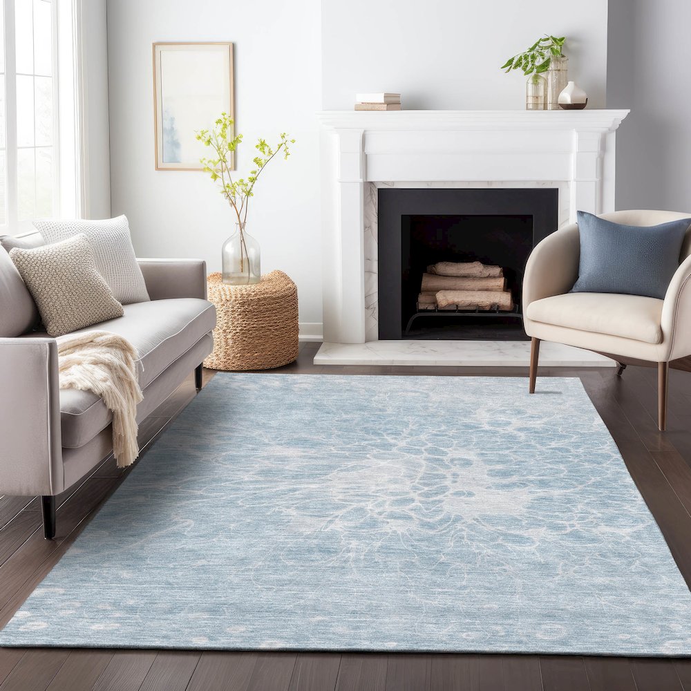Premium Machine Washable Mayfield AMF653 Sky 9' x 12' Rug. Picture 5