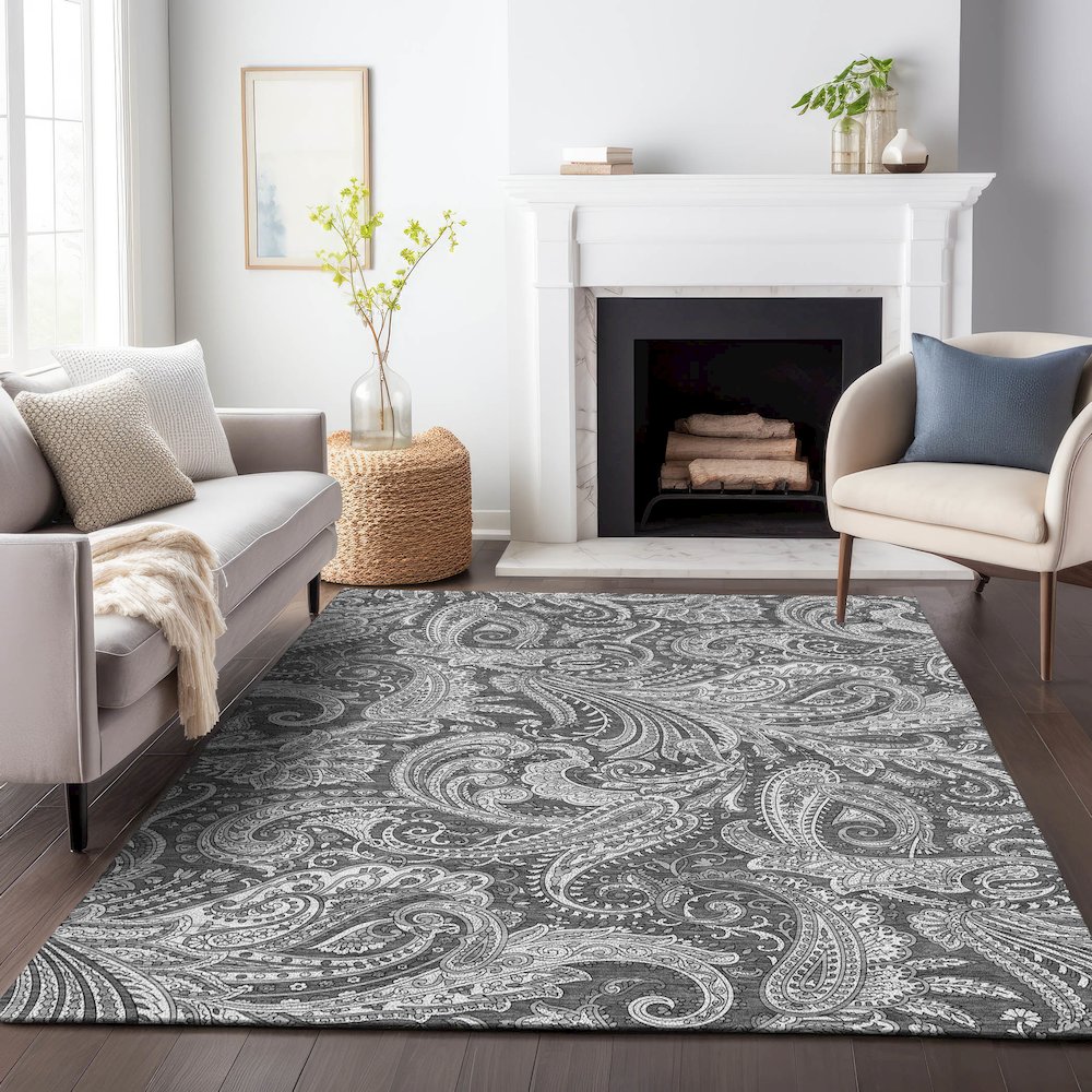 Premium Machine Washable Mayfield AMF654 Gray 9' x 12' Rug. Picture 5
