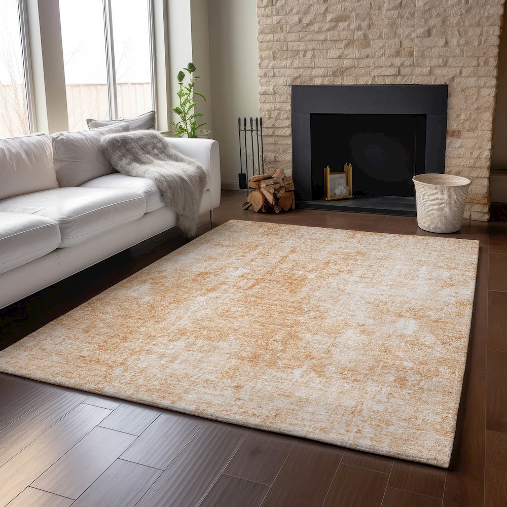 Premium Machine Washable Mayfield AMF656 Terracotta 9' x 12' Rug. Picture 6