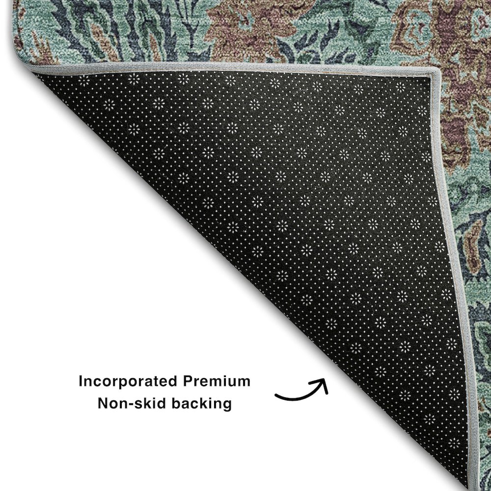 Premium Machine Washable Mayfield AMF660 Teal 5' x 7'6" Rug. Picture 2
