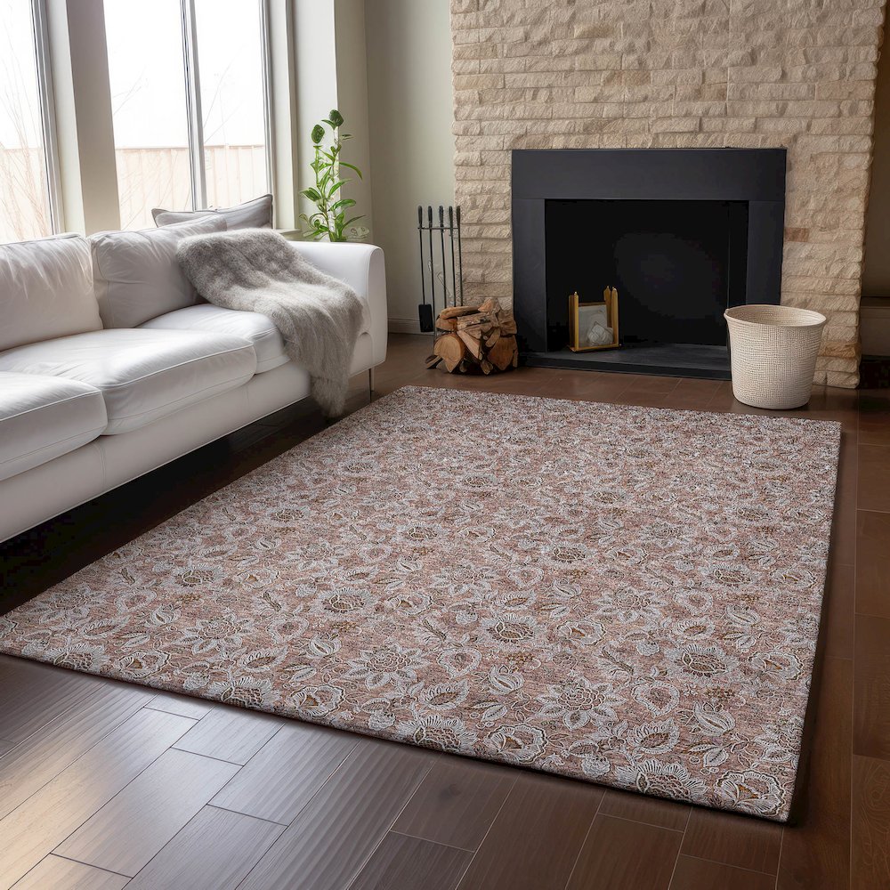 Premium Machine Washable Mayfield AMF661 Copper 9' x 12' Rug. Picture 6