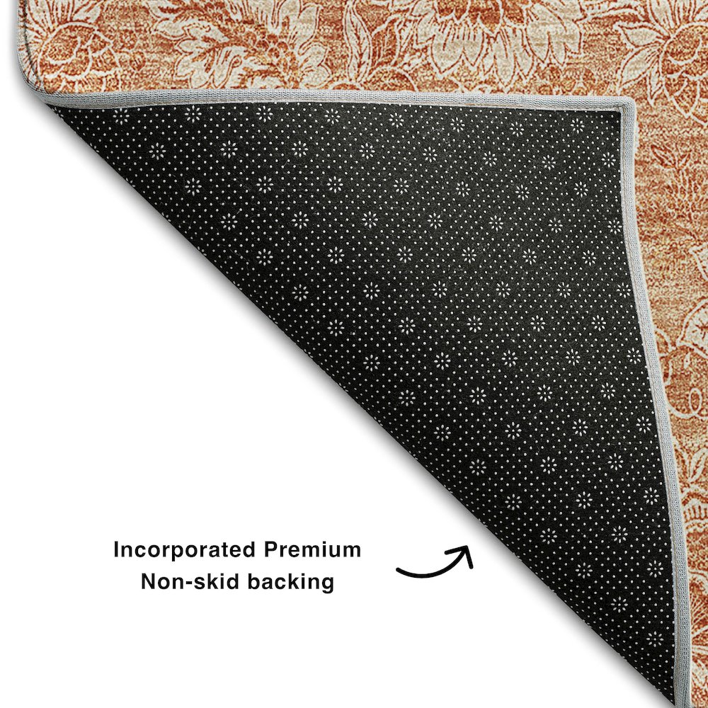 Premium Machine Washable Mayfield AMF662 Salmon 5' x 7'6" Rug. Picture 2