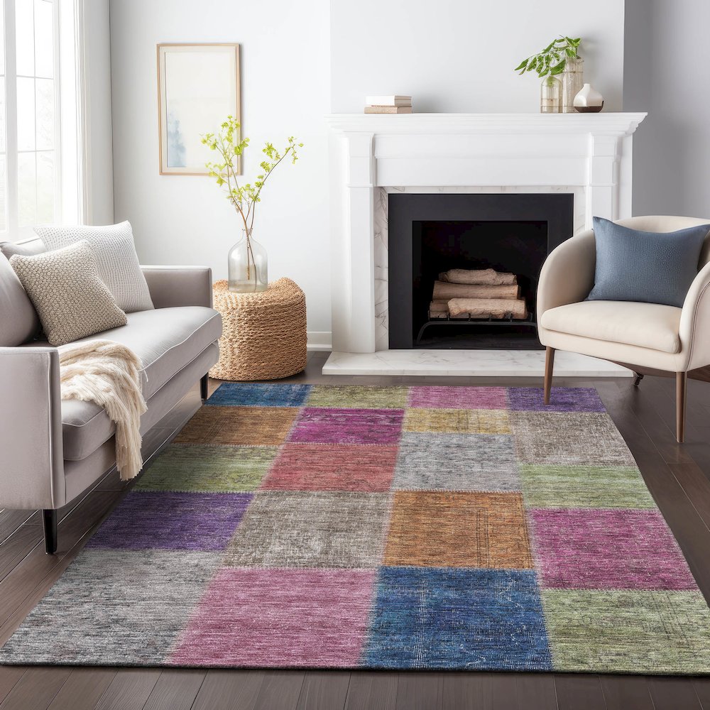 Premium Machine Washable Mayfield AMF663 Copper 9' x 12' Rug. Picture 5