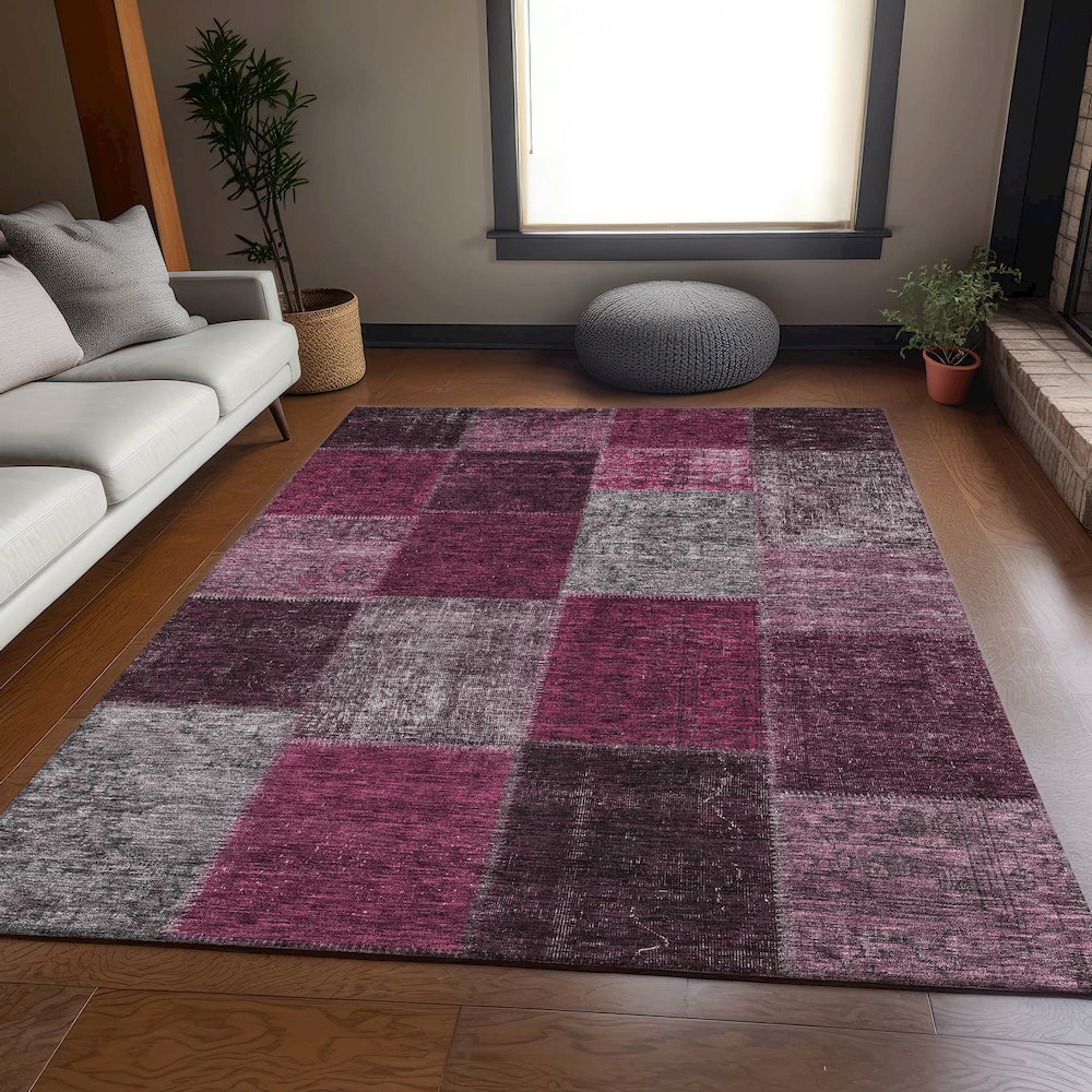 Premium Machine Washable Mayfield AMF663 Merlot 9' x 12' Rug. Picture 5