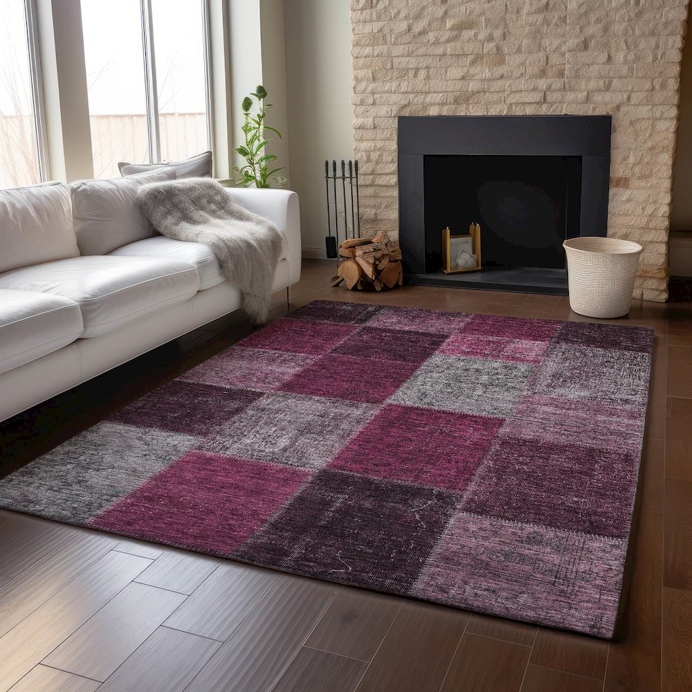 Premium Machine Washable Mayfield AMF663 Merlot 9' x 12' Rug. Picture 6