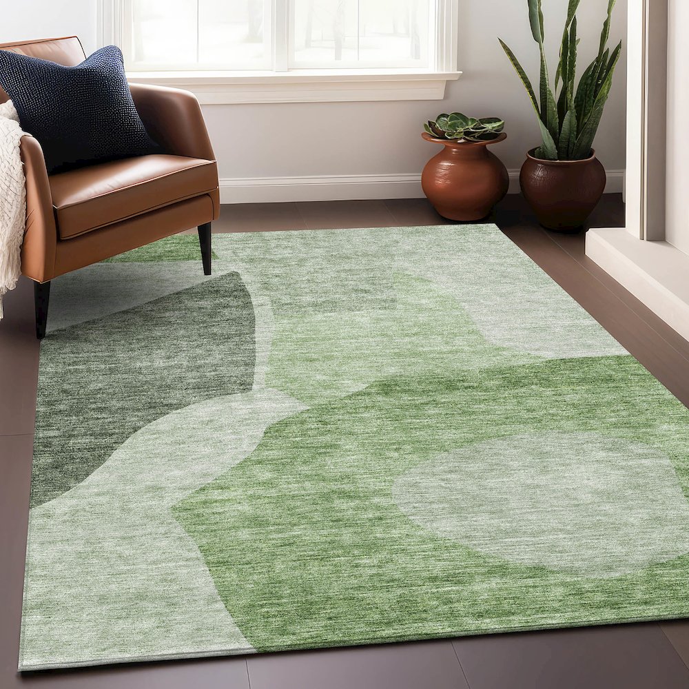 Premium Machine Washable Mayfield AMF665 Aloe 9' x 12' Rug. Picture 6