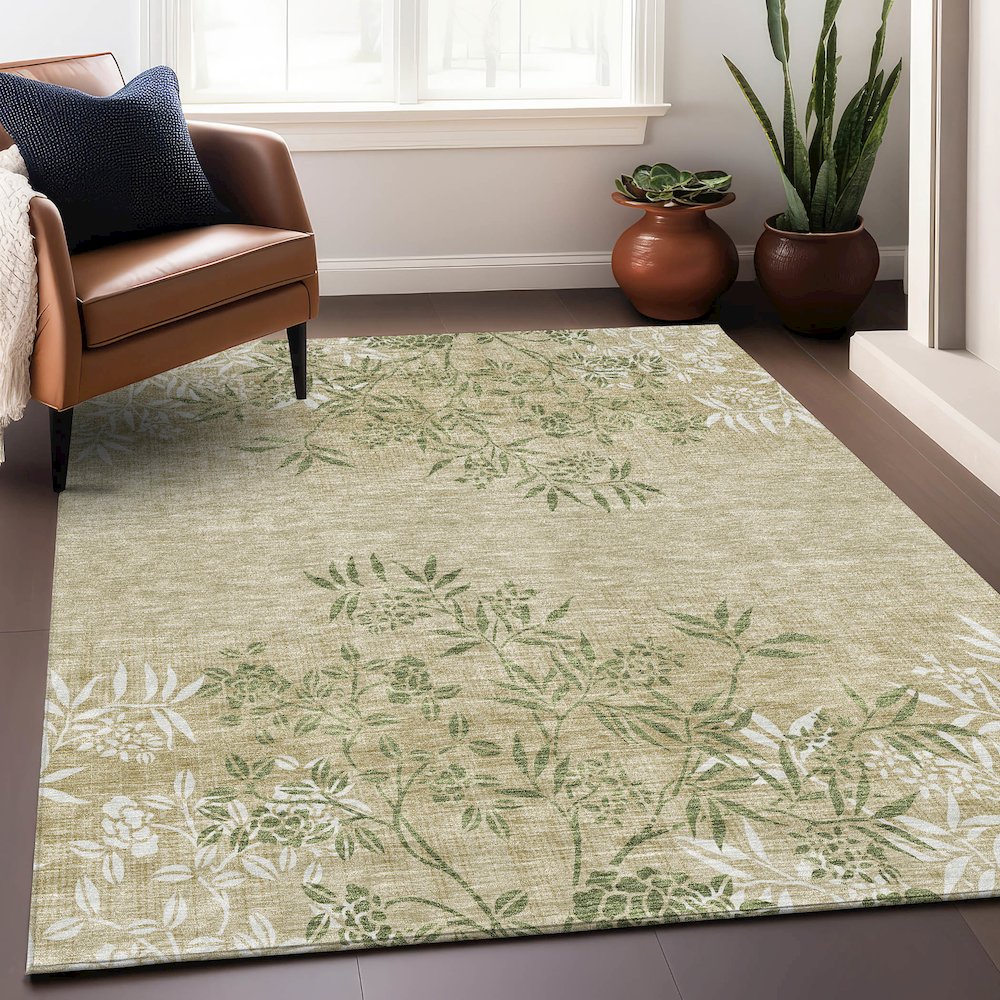 Premium Machine Washable Mayfield AMF673 Khaki 9' x 12' Rug. Picture 6