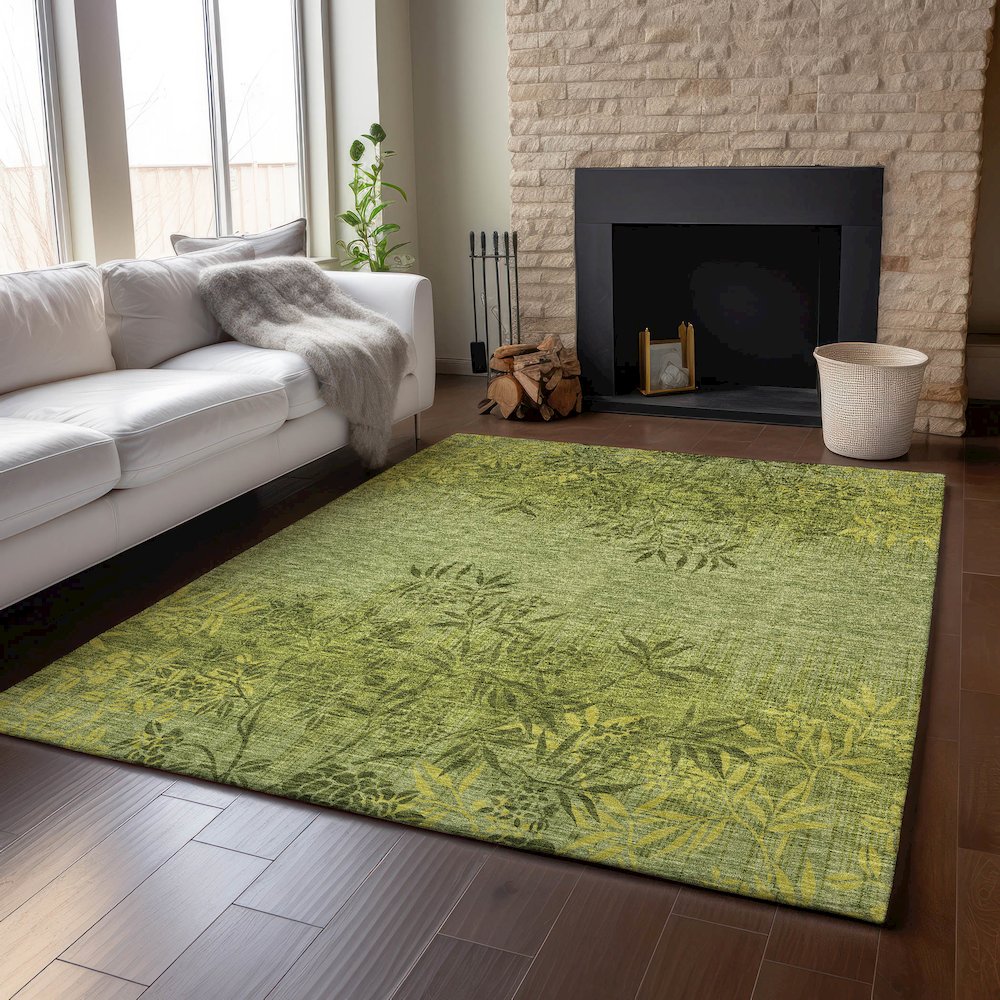 Premium Machine Washable Mayfield AMF673 Olive 9' x 12' Rug. Picture 6
