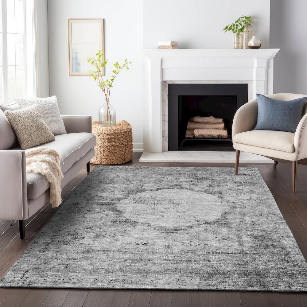 Premium Machine Washable Mayfield AMF675 Gray 9' x 12' Rug. Picture 5