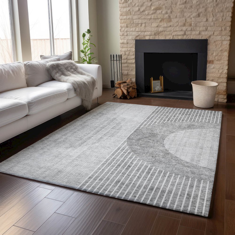 Premium Machine Washable Mayfield AMF676 Gray 9' x 12' Rug. Picture 6