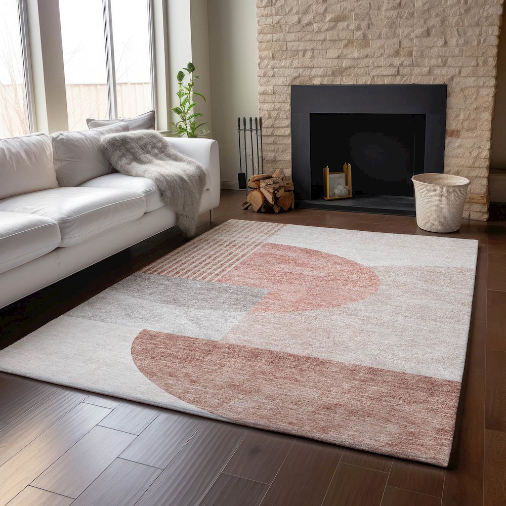 Premium Machine Washable Mayfield AMF678 Copper 9' x 12' Rug. Picture 6