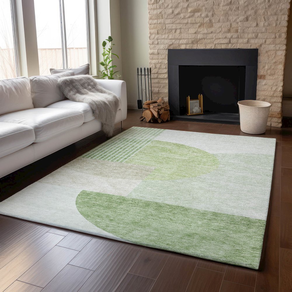 Premium Machine Washable Mayfield AMF678 Olive 9' x 12' Rug. Picture 6
