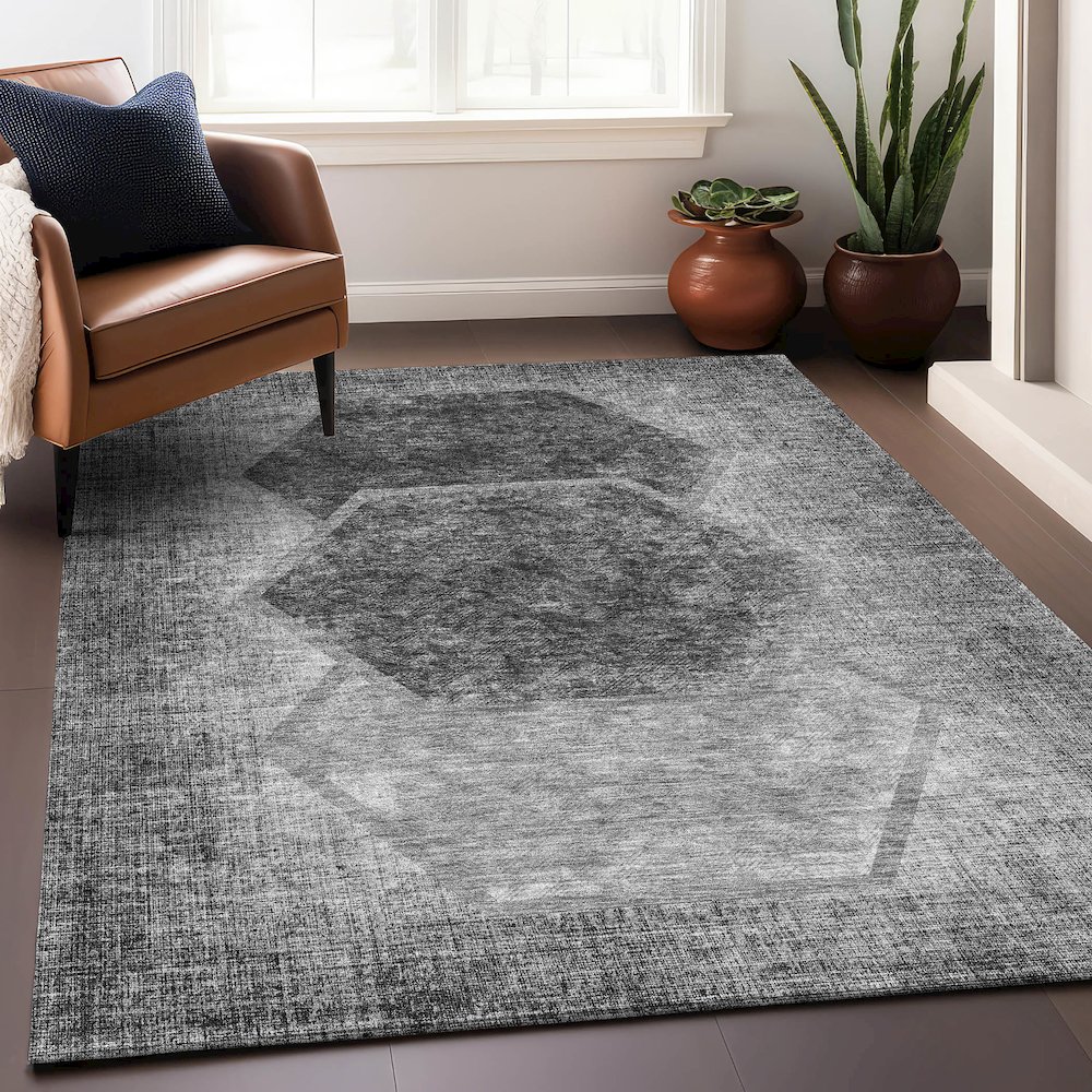 Premium Machine Washable Mayfield AMF679 Gray 9' x 12' Rug. Picture 6