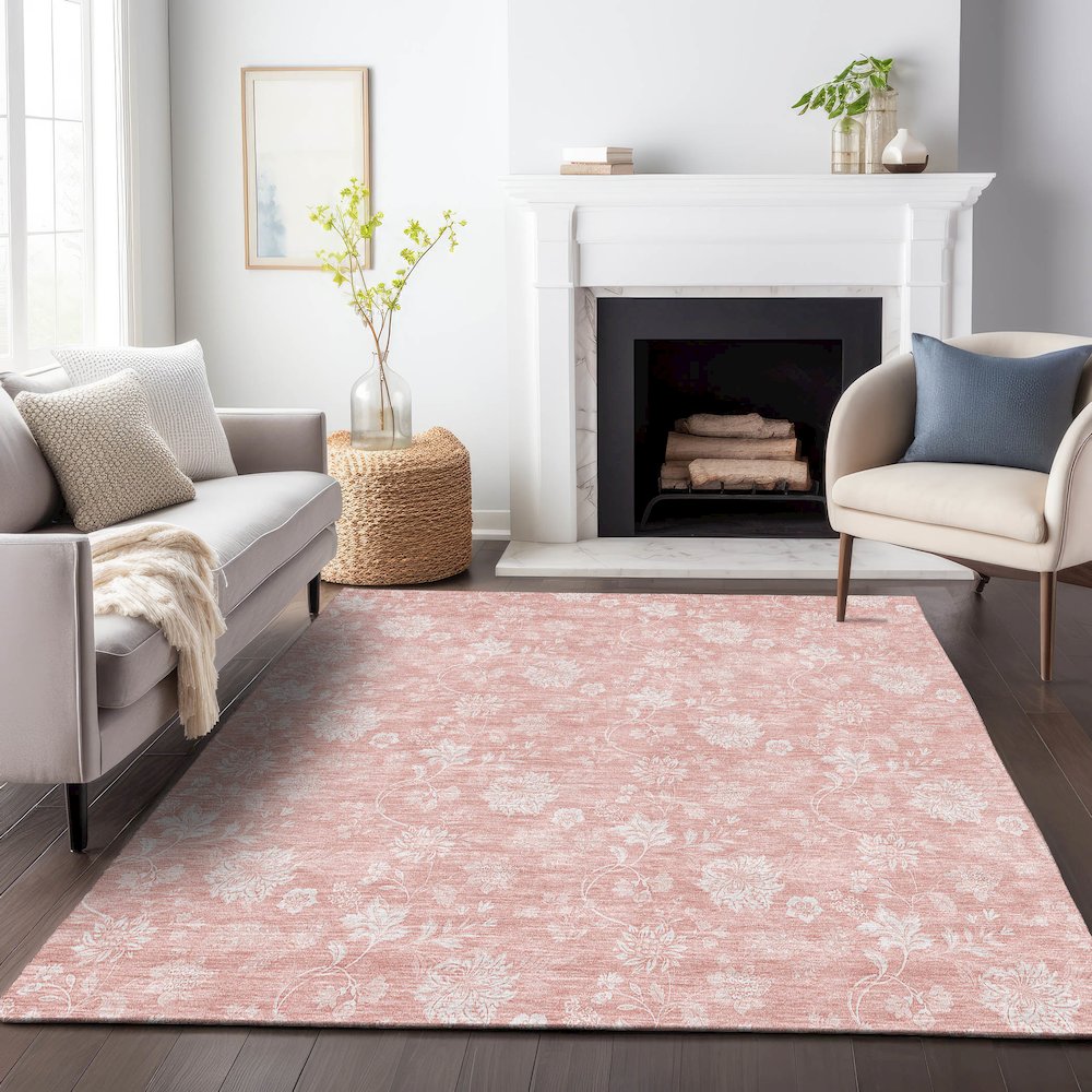 Premium Machine Washable Mayfield AMF681 Pink 9' x 12' Rug. Picture 5