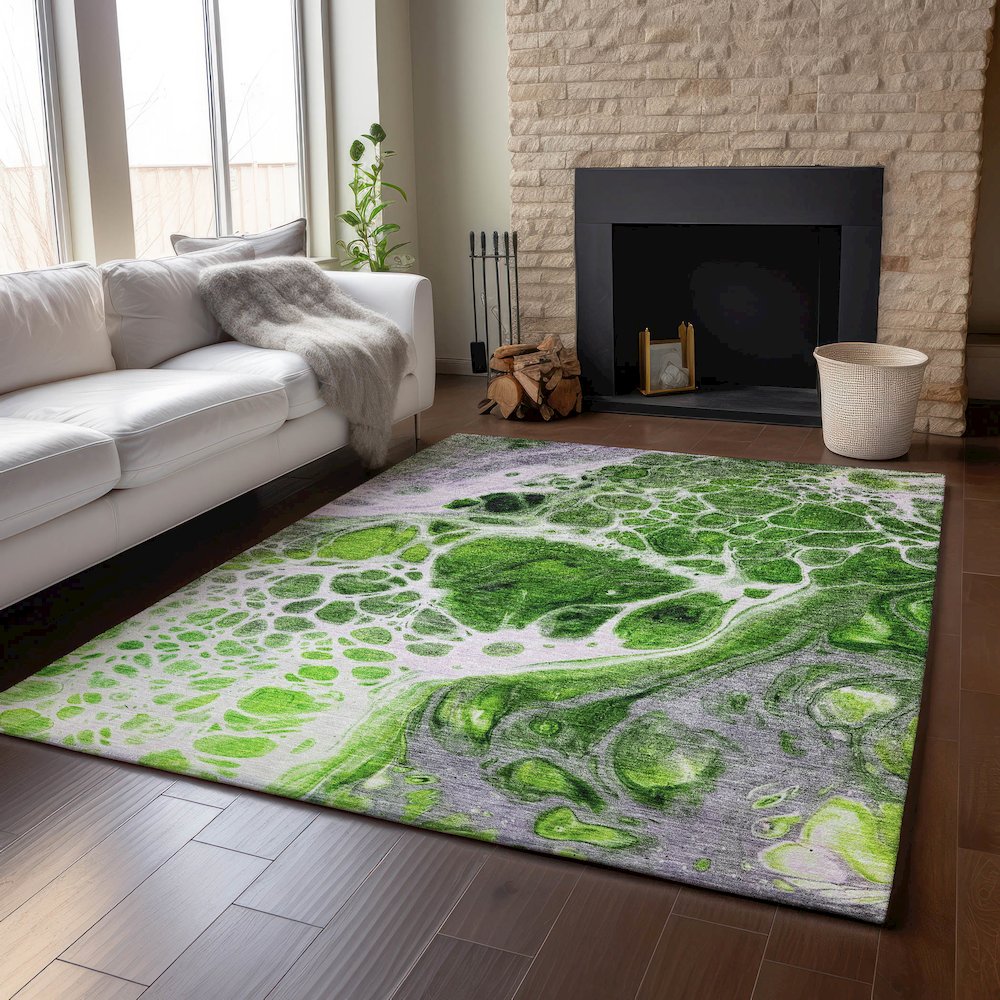 Premium Machine Washable Mayfield AMF682 Lime 9' x 12' Rug. Picture 6