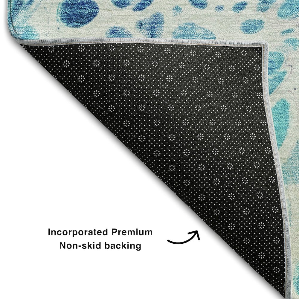 Premium Machine Washable Mayfield AMF682 Teal 5' x 7'6" Rug. Picture 2