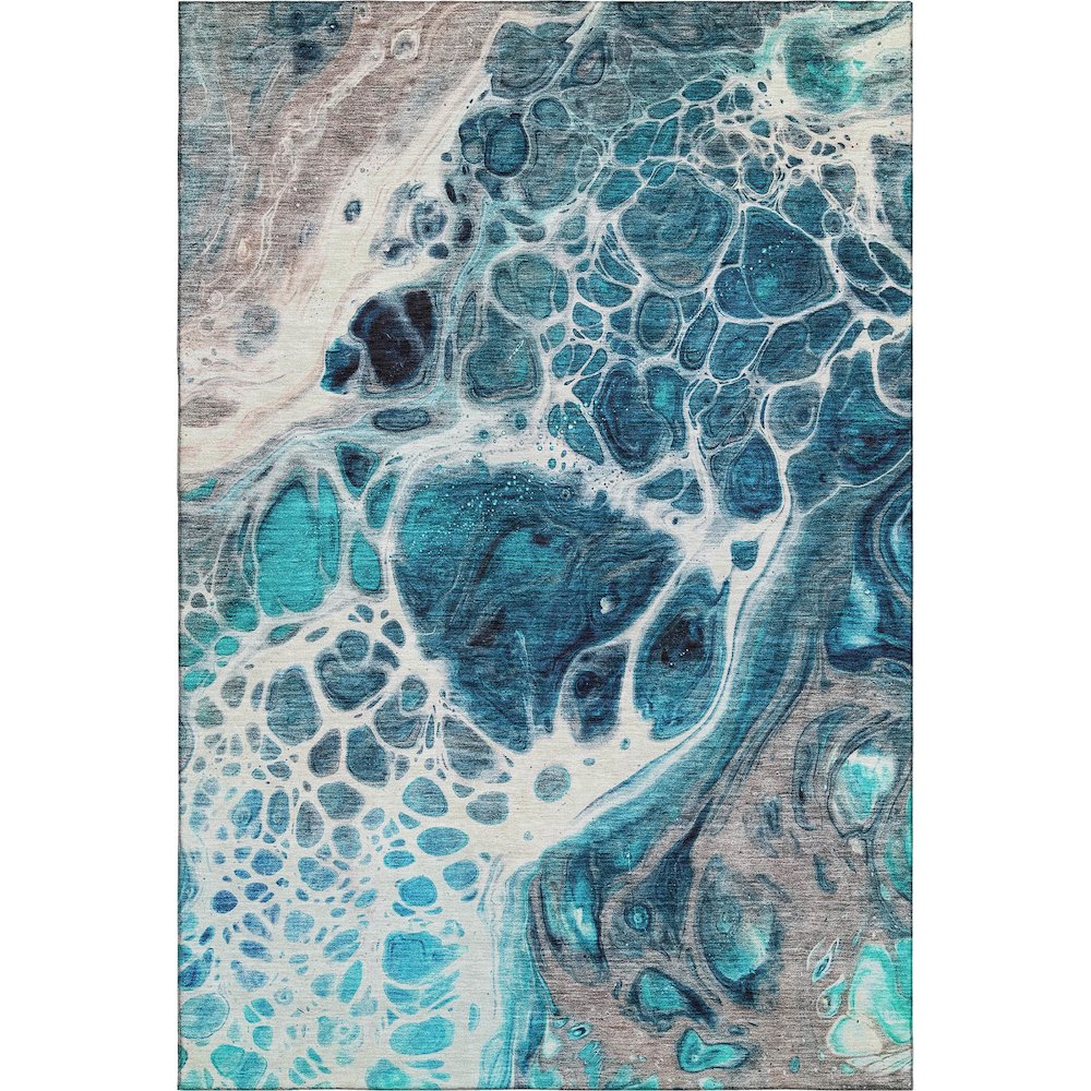 Premium Machine Washable Mayfield AMF682 Teal 9' x 12' Rug. Picture 1
