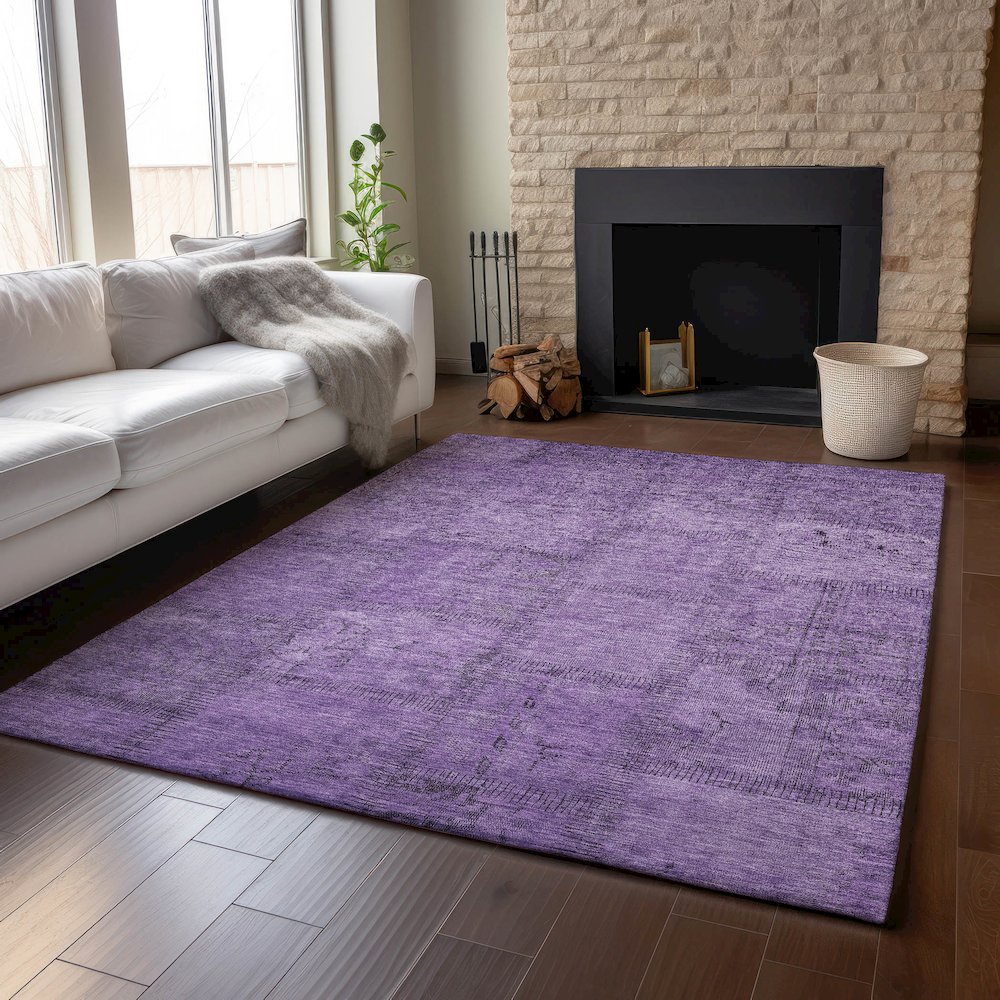 Premium Machine Washable Mayfield AMF685 Purple 9' x 12' Rug. Picture 6