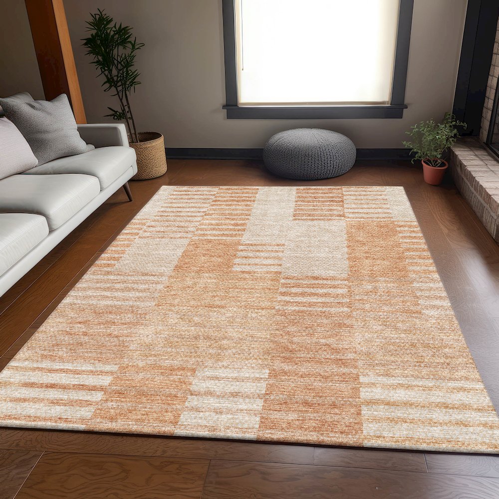 Premium Machine Washable Mayfield AMF686 Salmon 9' x 12' Rug. Picture 5