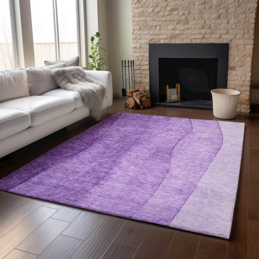 Premium Machine Washable Mayfield AMF690 Purple 9' x 12' Rug. Picture 6