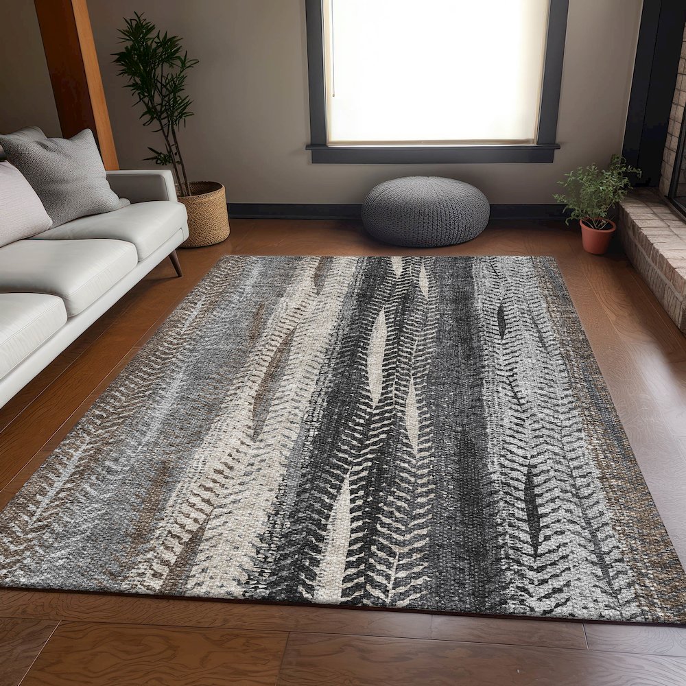 Premium Machine Washable Mayfield AMF693 Brown 9' x 12' Rug. Picture 5