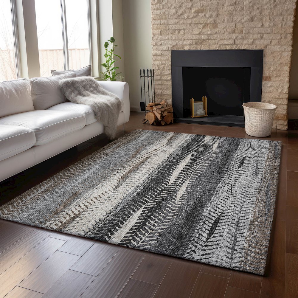 Premium Machine Washable Mayfield AMF693 Brown 9' x 12' Rug. Picture 6