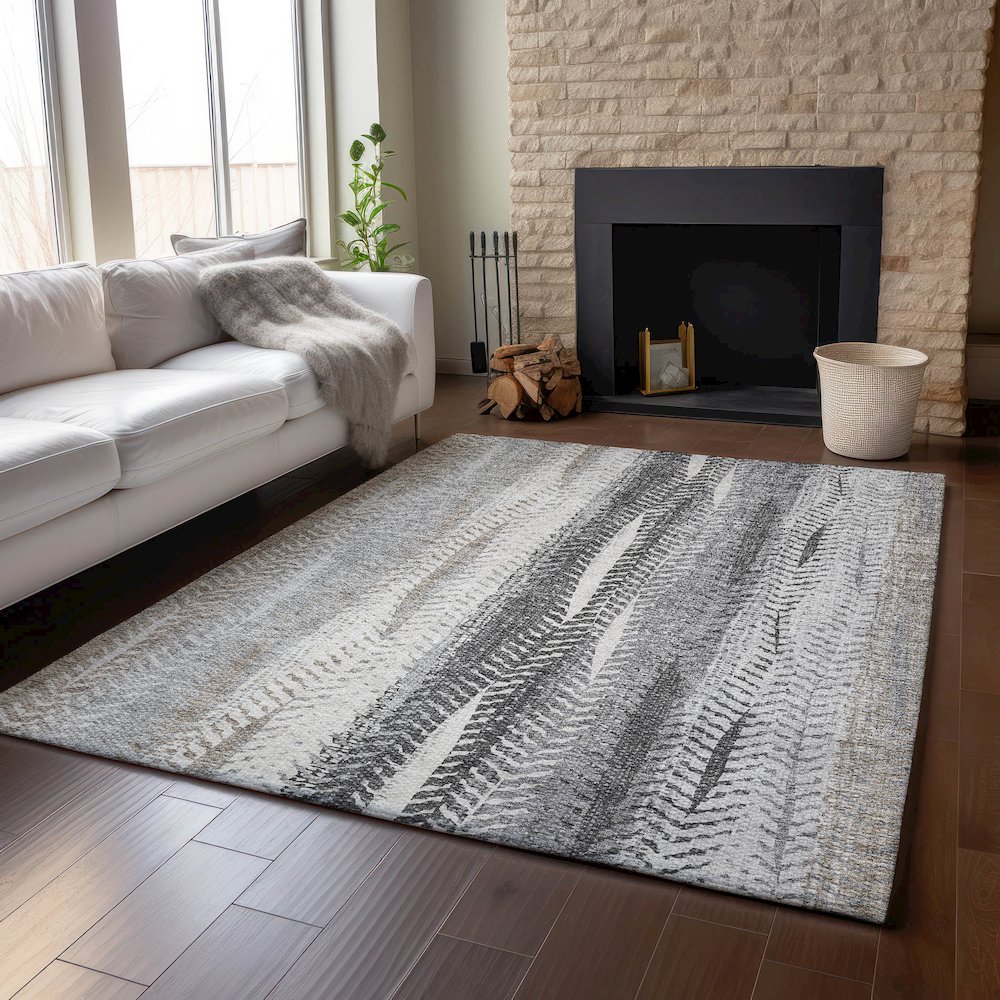 Premium Machine Washable Mayfield AMF693 Khaki 9' x 12' Rug. Picture 6