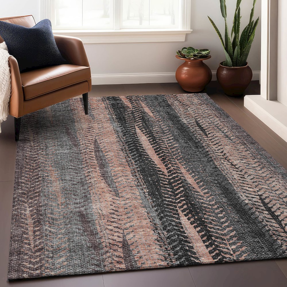 Premium Machine Washable Mayfield AMF693 Terracotta 9' x 12' Rug. Picture 6