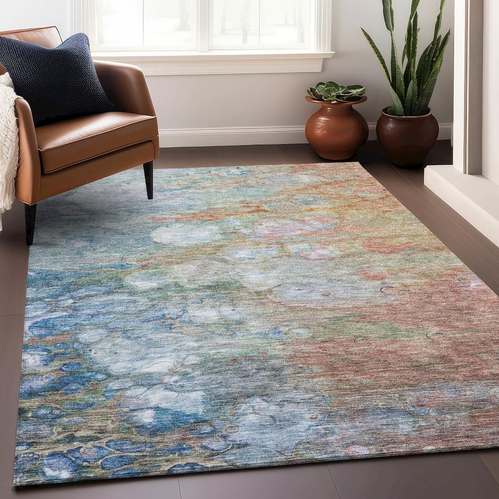 Premium Machine Washable Mayfield AMF698 Coral 9' x 12' Rug. Picture 6