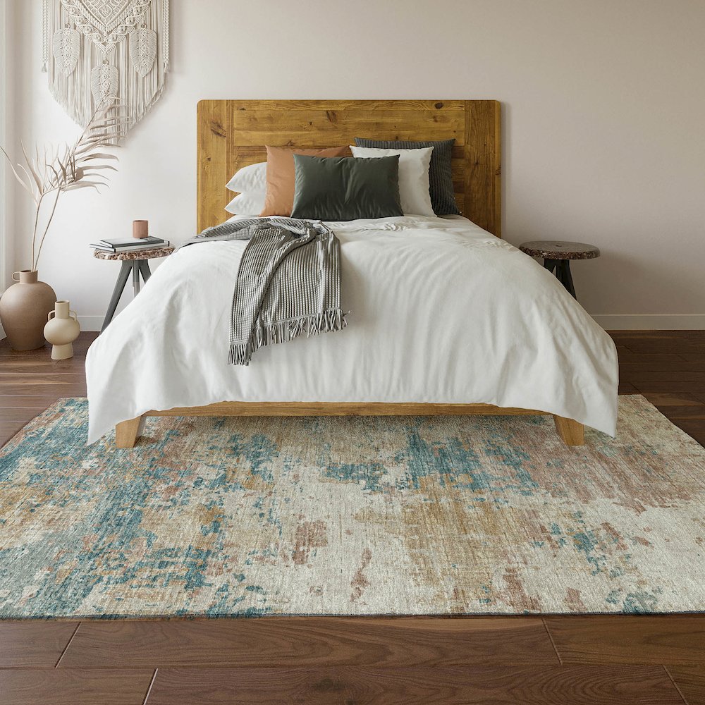 Premium Machine Washable Mayfield  Teal 9' x 12' Rug. Picture 6