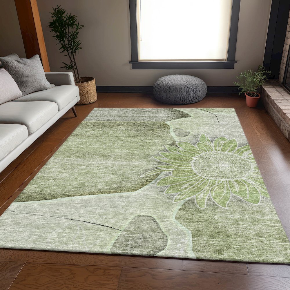Premium Machine Washable Mayfield AMF700 Aloe 9' x 12' Rug. Picture 5