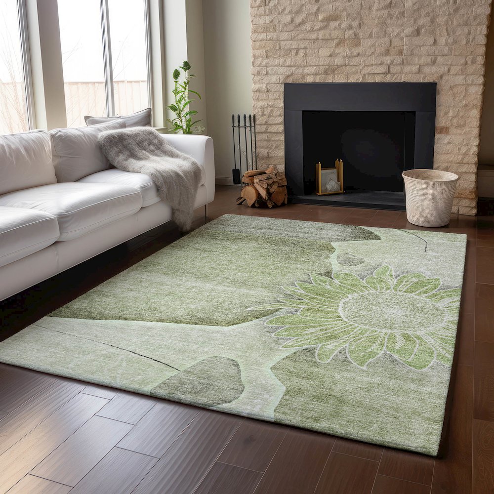 Premium Machine Washable Mayfield AMF700 Aloe 9' x 12' Rug. Picture 6