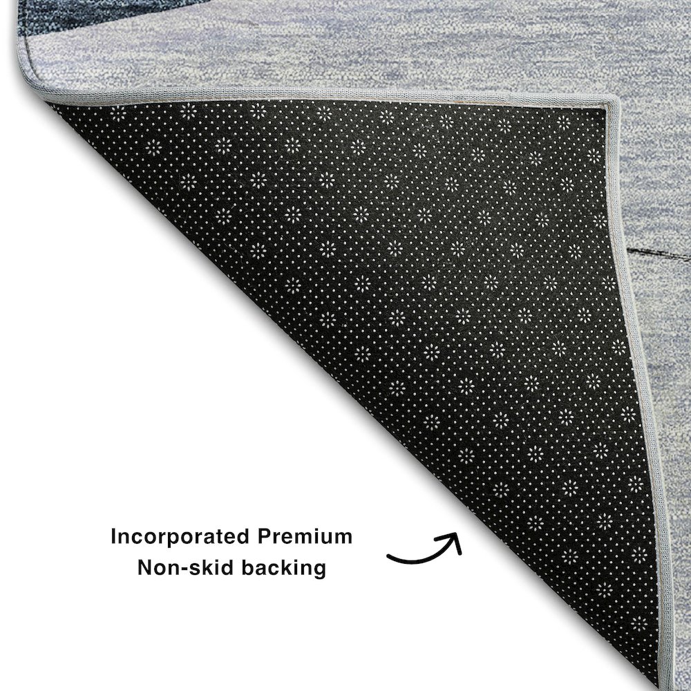Premium Machine Washable Mayfield AMF700 Blue 5' x 7'6" Rug. Picture 2