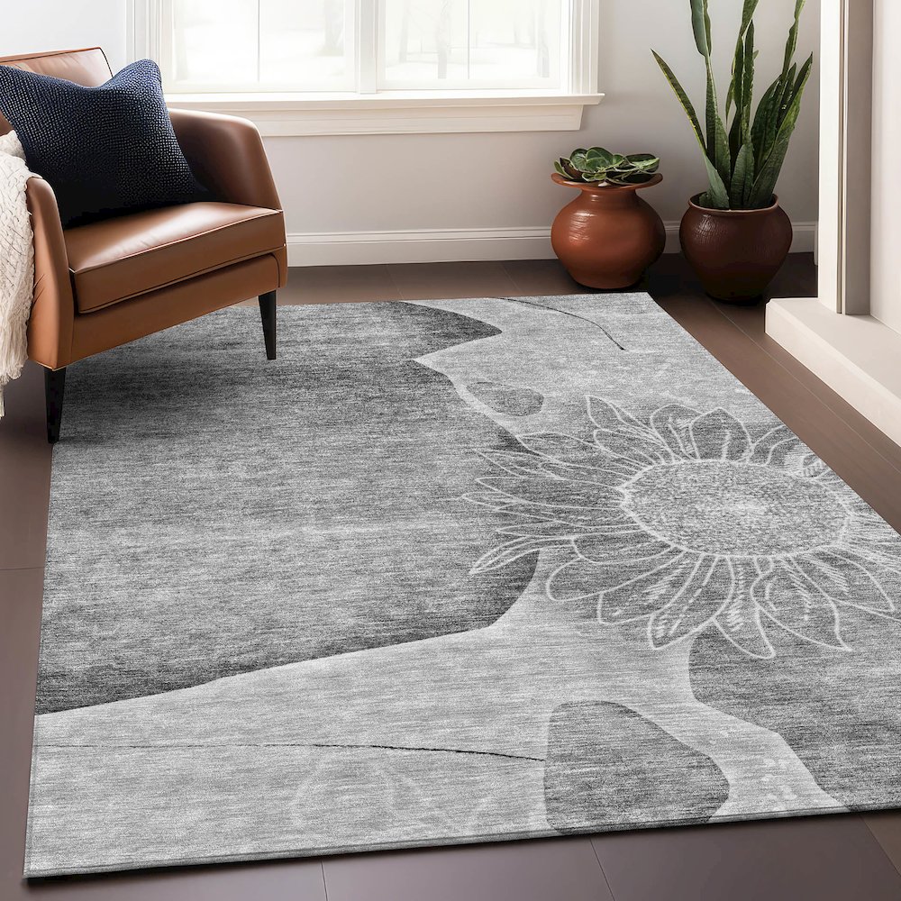 Premium Machine Washable Mayfield AMF700 Gray 9' x 12' Rug. Picture 6