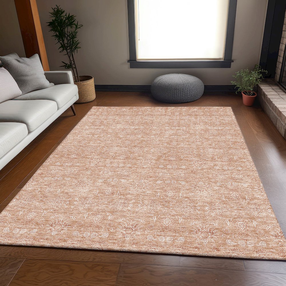 Premium Machine Washable Mayfield AMF703 Coral 9' x 12' Rug. Picture 5