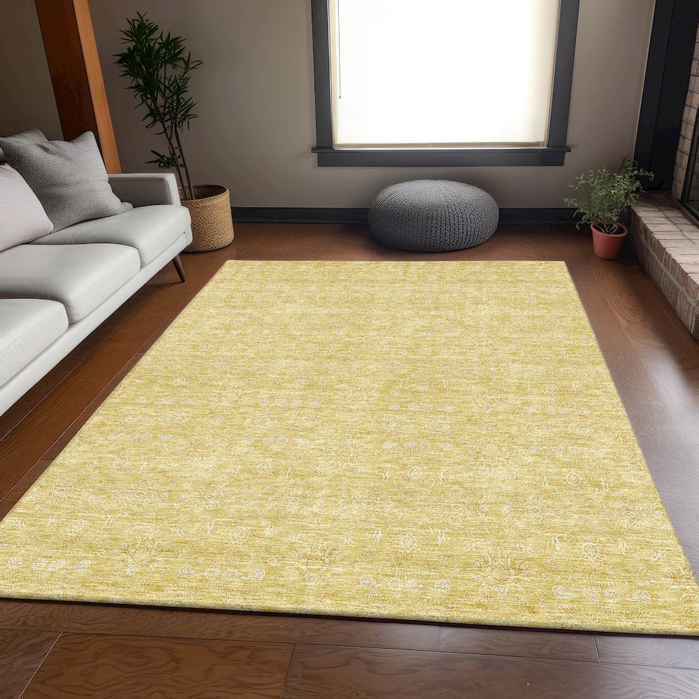 Premium Machine Washable Mayfield AMF703 Honey 9' x 12' Rug. Picture 5