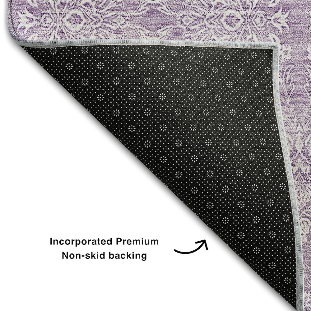 Premium Machine Washable Mayfield AMF703 Lavender 5' x 7'6" Rug. Picture 2